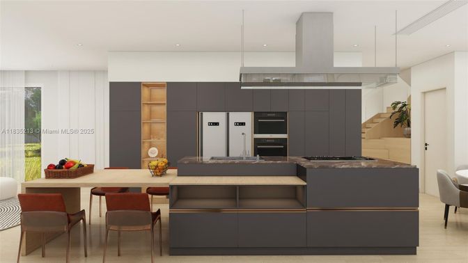 Dining room, Interior, Kitchen, Pendant Lights, Recessed Lighting, Stainless Steel Appliances
