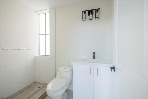 Bathroom, Interior, Marble Walls, Wood Texture Flooring