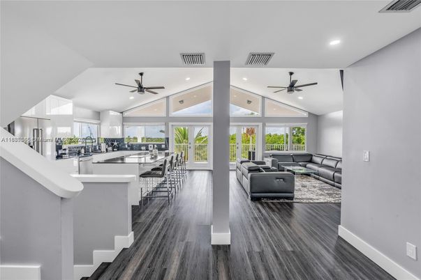 Interior, Kitchen, Living room, Recessed Lighting, Wood Texture Flooring