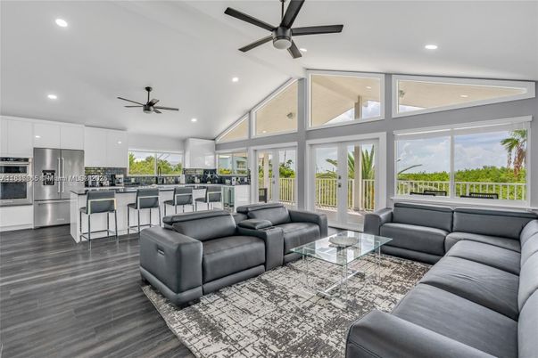 Interior, Kitchen, Living room, Recessed Lighting, Stainless Steel Appliances, Wood Texture Flooring