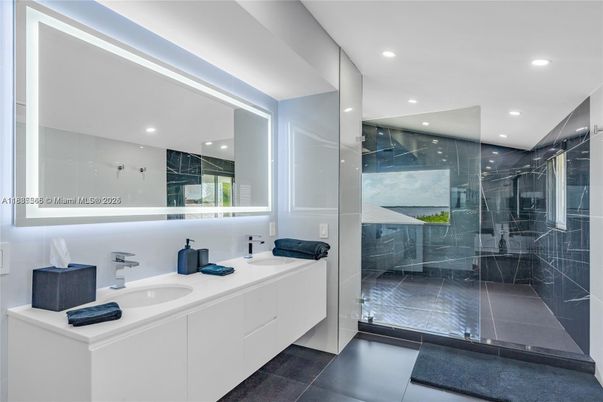Bathroom, Dual Sink Vanities, Glass Shower, Interior, Recessed Lighting