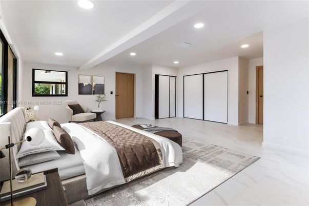 Bedroom, Interior, Marble, Recessed Lighting