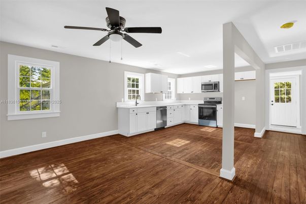 Interior, Kitchen, Stainless Steel Appliances, Wood Texture Flooring