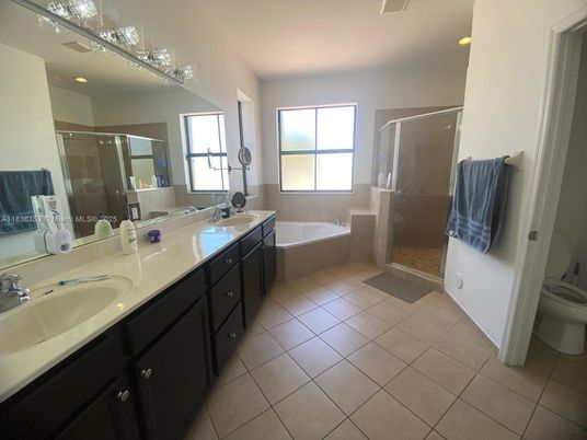 Bathroom, Dual Sink Vanities, Glass Shower, Interior, Recessed Lighting