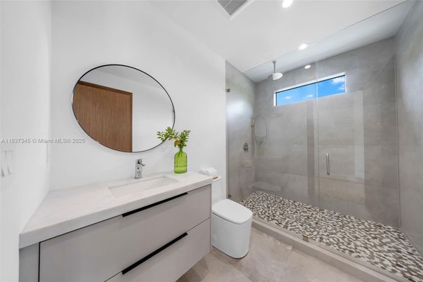 Bathroom, Glass Shower, Interior, Recessed Lighting