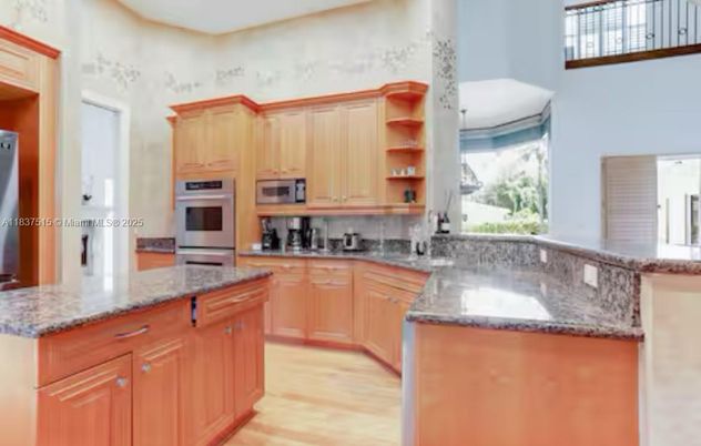 Interior, Kitchen, Pendant Lights, Stainless Steel Appliances, Wood Texture Flooring