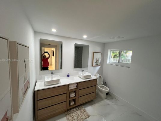 Bathroom, Dual Sink Vanities, Interior, Marble, Recessed Lighting