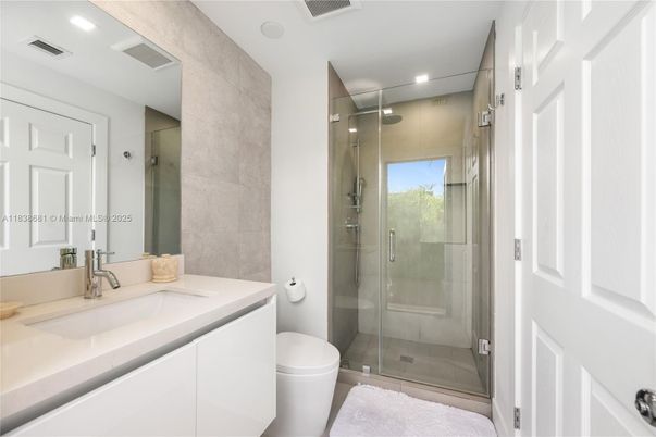 Bathroom, Glass Shower, Interior, Recessed Lighting