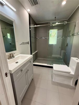 Bathroom, Glass Shower, Interior, Recessed Lighting