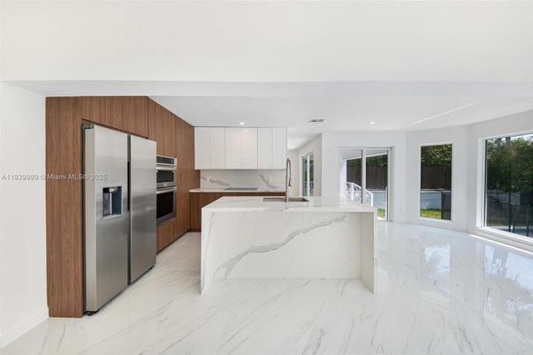 Interior, Kitchen, Marble, Recessed Lighting, Stainless Steel Appliances