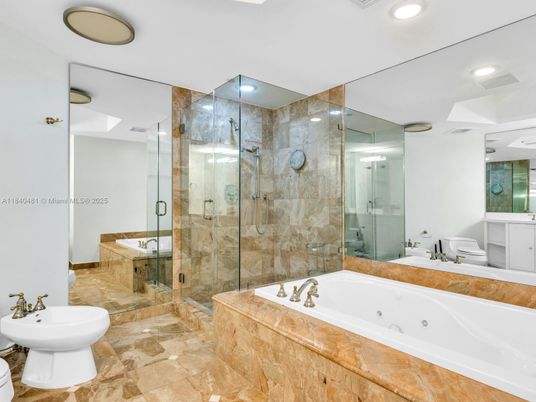 Bathroom, Glass Shower, Interior, Recessed Lighting