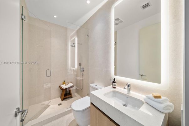 Bathroom, Glass Shower, Interior, Recessed Lighting