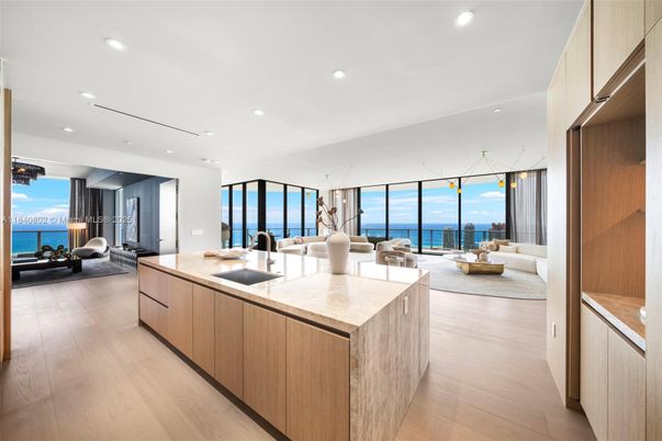 Dining room, Interior, Kitchen, Living room, Pendant Lights, Recessed Lighting, Water, Wood Texture Flooring