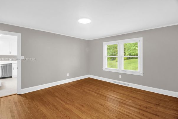 Empty room, Interior, Kitchen, Recessed Lighting, Wood Texture Flooring