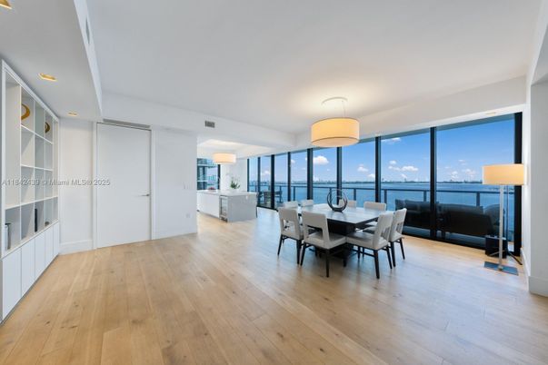 Dining room, Interior, Recessed Lighting, Water, Wood Texture Flooring