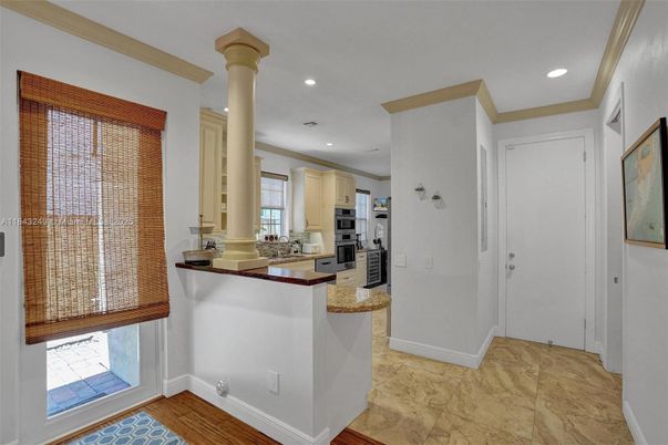 Interior, Kitchen, Recessed Lighting, Wood Texture Flooring
