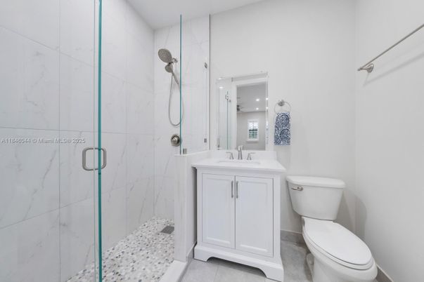 Bathroom, Glass Shower, Interior, Marble Walls, Recessed Lighting