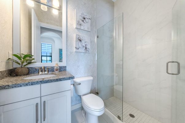 Bathroom, Glass Shower, Interior, Marble Walls