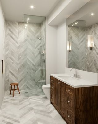 Bathroom, Glass Shower, Interior, Recessed Lighting