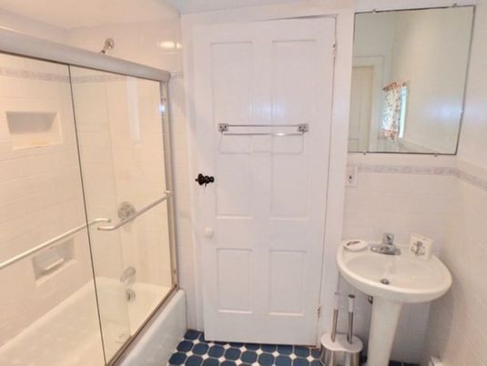 Interior, Bathroom, Recessed Lighting, Glass Shower, Ceramic Tile