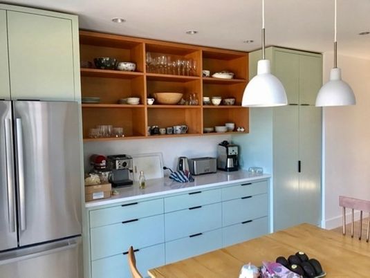 Interior, Wood Texture Flooring, Recessed Lighting, Pendant Lights