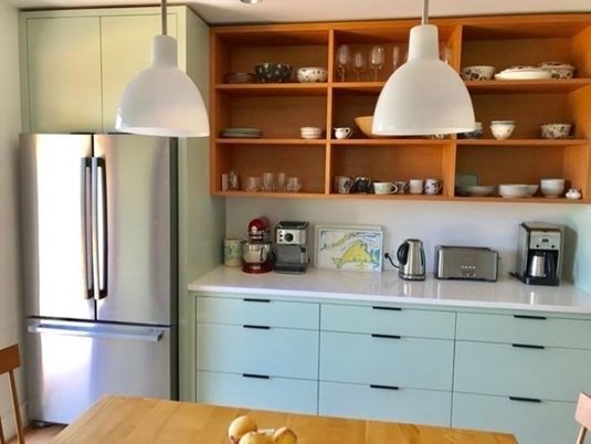 Interior, Wood Texture Flooring, Home Office, Pendant Lights