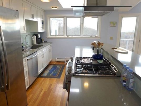Interior, Kitchen, Wood Texture Flooring, Recessed Lighting, Stainless Steel Appliances