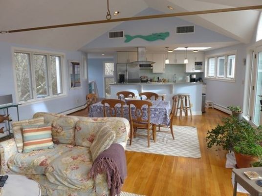Interior, Kitchen, Wood Texture Flooring, Recessed Lighting, Living room, Dining room, Stainless Steel Appliances, Pendant Lights