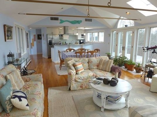 Interior, Kitchen, Wood Texture Flooring, Recessed Lighting, Living room, Dining room, Stainless Steel Appliances, Pendant Lights