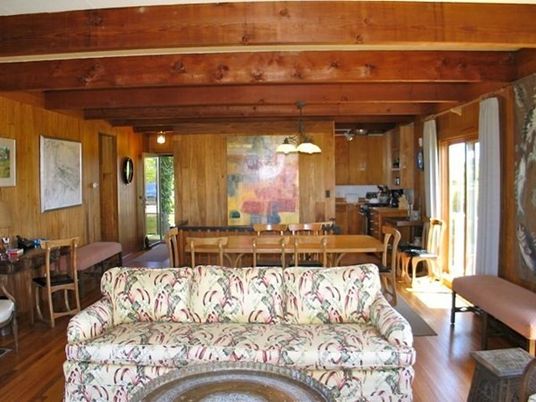Interior, Wood Texture Flooring, Living room, Dining room, Wooden Beams, Wooden Ceilings, Chandelier, Wooden Walls, Pendant Lights