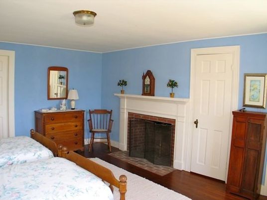 Interior, Bedroom, Wood Texture Flooring, Fireplace