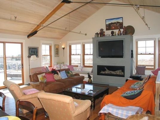 Interior, Wood Texture Flooring, Living room, Fireplace, Wooden Beams, Wooden Ceilings, Pendant Lights