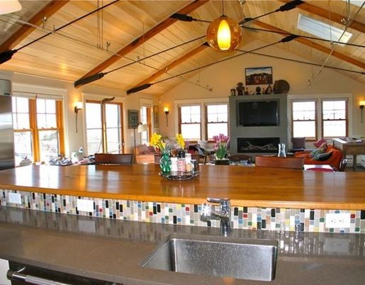 Interior, Living room, Dining room, Fireplace, Wooden Beams, Wooden Ceilings, Pendant Lights