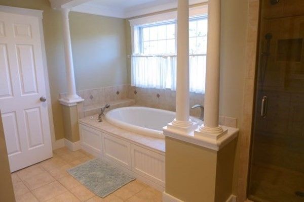 Interior, Bathroom, Recessed Lighting, Glass Shower, Tile Countertops, Ceramic Tile