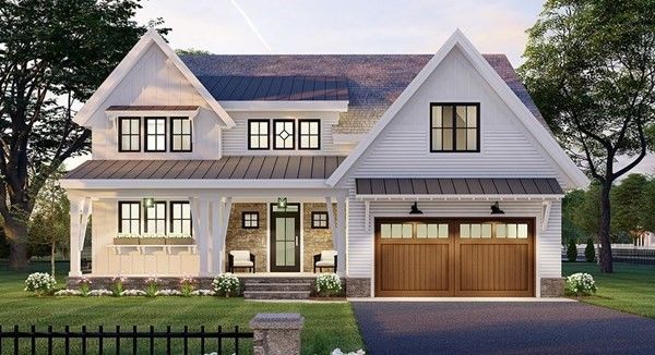 Attached, Exterior, Facade, Farmhouse