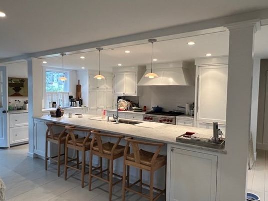 Interior, Kitchen, Recessed Lighting, Stainless Steel Appliances, Ceramic Tile, Pendant Lights