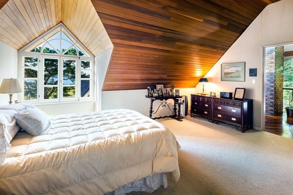 Bedroom, Interior, Wooden Ceilings, Wood Texture Flooring