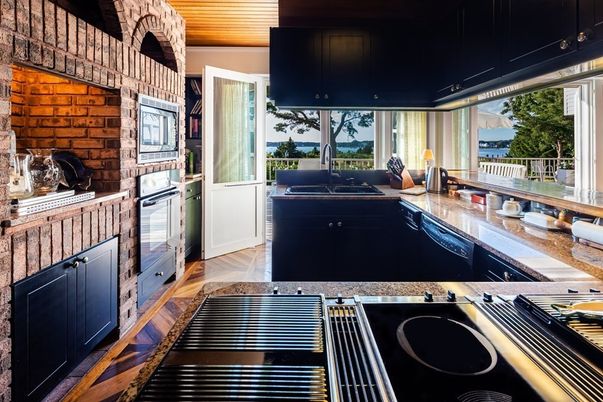 Interior, Kitchen, Stone Walls, Wood Texture Flooring