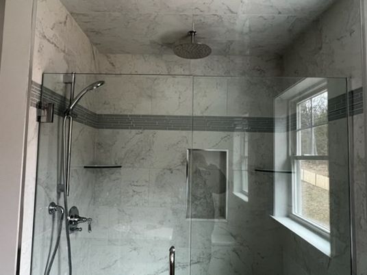 Bathroom, Glass Shower, Interior, Marble Walls