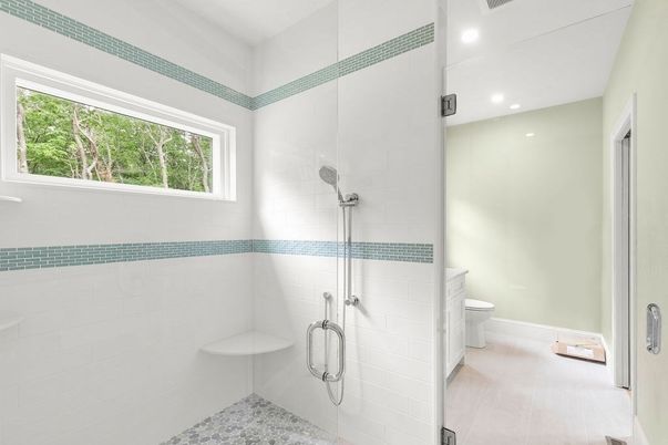 Bathroom, Glass Shower, Interior, Recessed Lighting