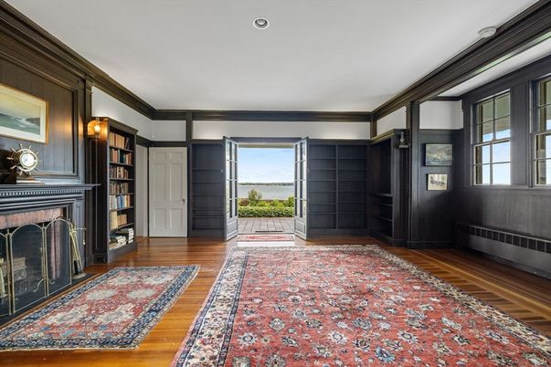 Fireplace, Interior, Recessed Lighting, Wood Texture Flooring