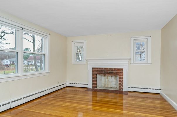 Empty room, Fireplace, Interior, Wood Texture Flooring