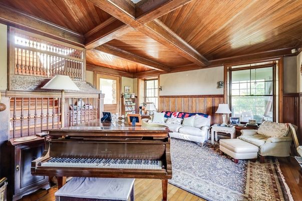 Interior, Living room, Piano, Wooden Beams, Wooden Ceilings, Wood Texture Flooring