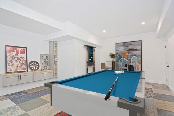 Billiard Table, Game Room, Interior, Recessed Lighting