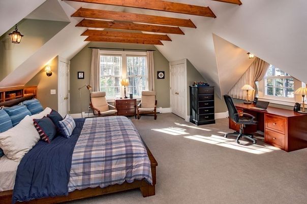 Bedroom, Home Office, Interior, Wooden Beams