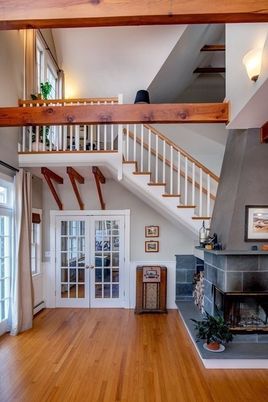 Fireplace, Interior, Wooden Beams, Wood Texture Flooring