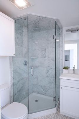 Bathroom, Glass Shower, Interior, Marble Walls