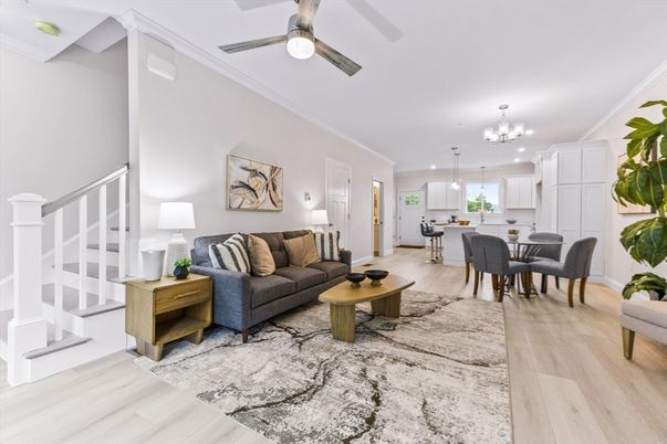 Interior, Living room, Recessed Lighting, Wood Texture Flooring