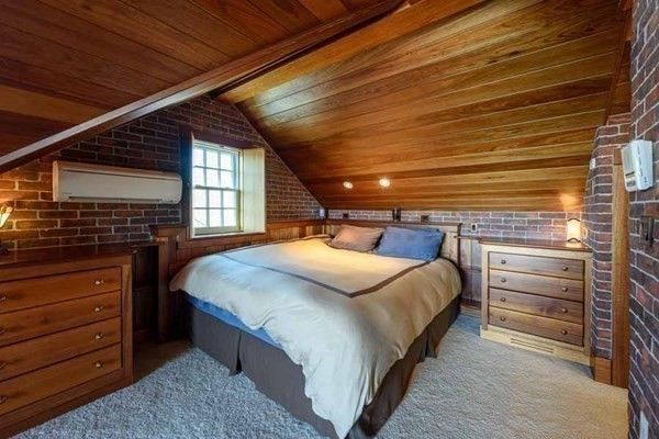 Bedroom, Interior, Recessed Lighting, Stone Walls, Wooden Beams, Wooden Ceilings