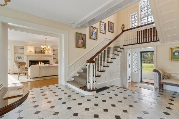 Chandelier, Fireplace, Interior, Wood Texture Flooring